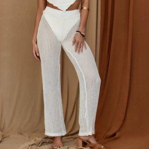 12th Tribe Oceana Ivory Crochet Pants - NWOT